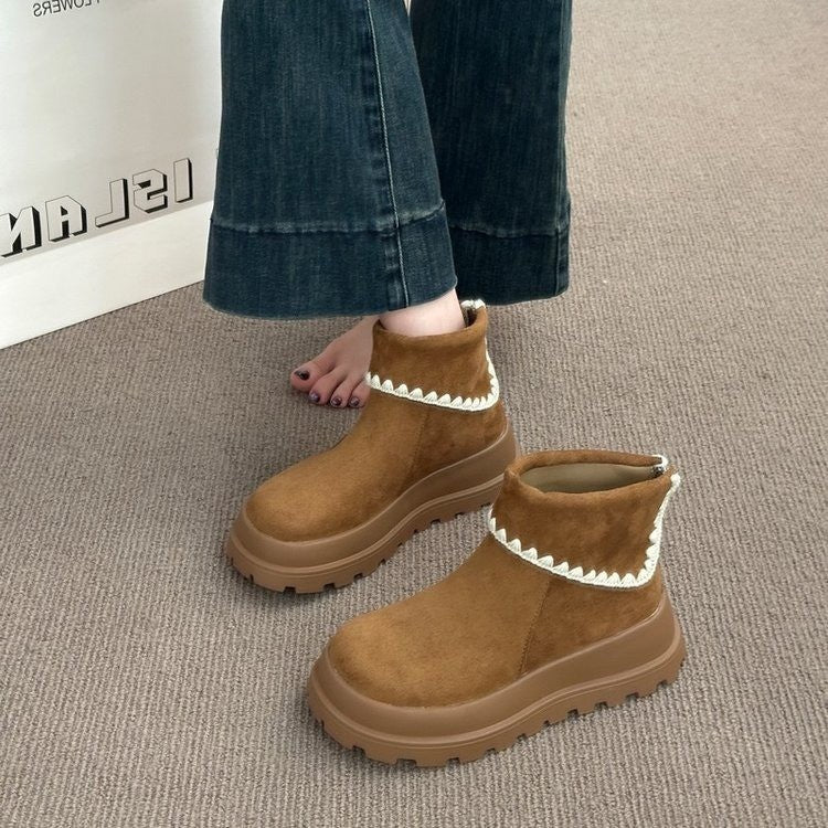 Damen Stiefel mit gemütlichem Innenfutter und modernem Faltendesign EB