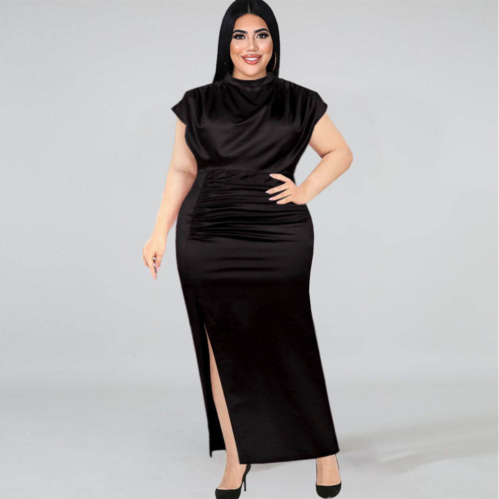 Damen Maxikleid mit elegantem V-Ausschnitt und schickem Schlitz EB