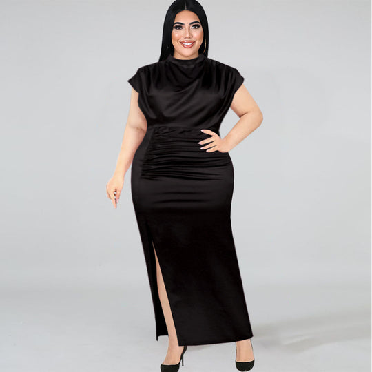 Damen Maxikleid mit elegantem V-Ausschnitt und schickem Schlitz EB