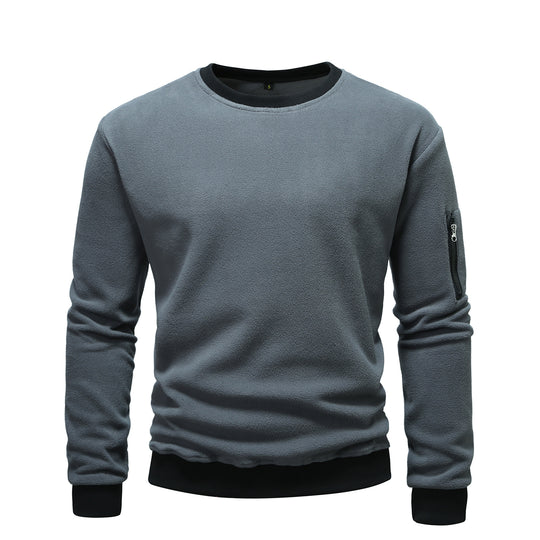 Herren kuscheliger Fleece-Pullover mit Reißverschlusstasche EB
