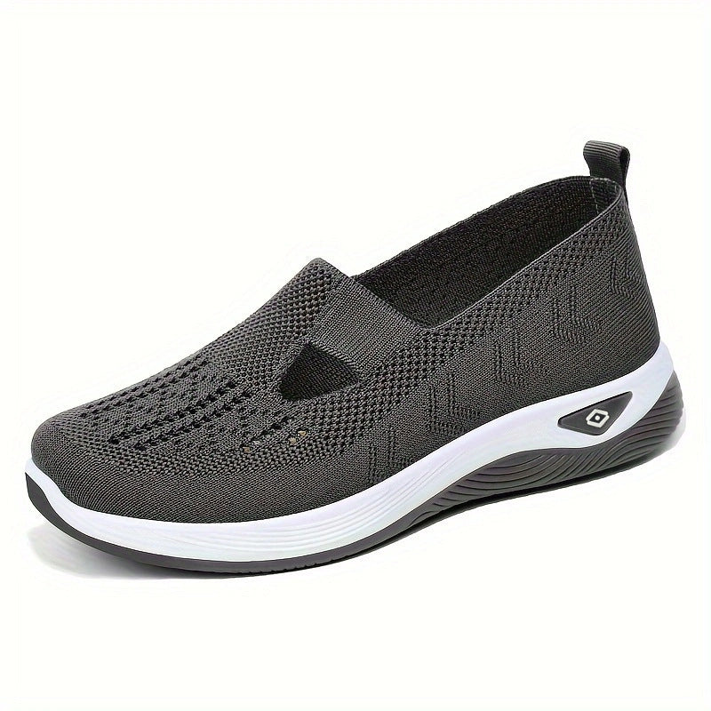Damen Komfortable Slip-On Sneakers mit luftdurchlässigem Strickdesign EB