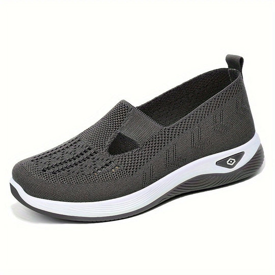 Damen Komfortable Slip-On Sneakers mit luftdurchlässigem Strickdesign EB