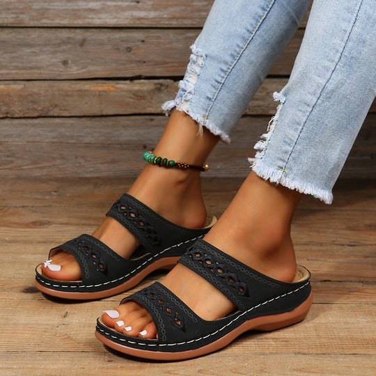 Damen Komfortable Riemchen-Sandalen mit flauschigem Fußbett EB