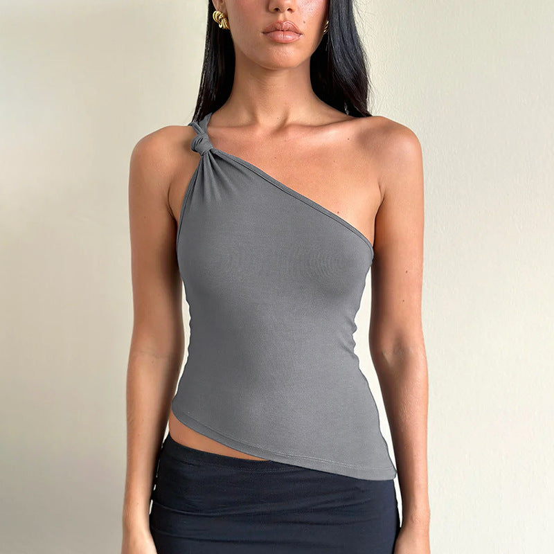 Damen asymmetrisches Trägershirt mit Knotendetail EB