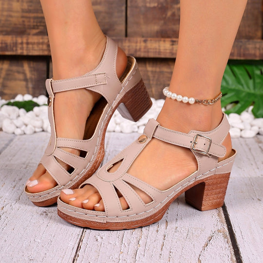 Damen Hochhackige Plattform Sandalen mit offener Zehenpartie EB