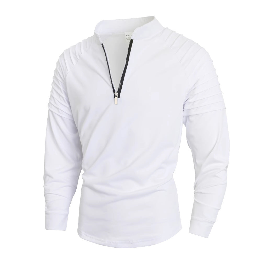 Herren Langarmshirt mit modernem Stehkragen und Reißverschluss EB