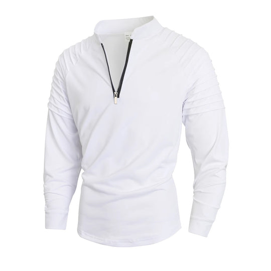 Herren Langarmshirt mit modernem Stehkragen und Reißverschluss EB