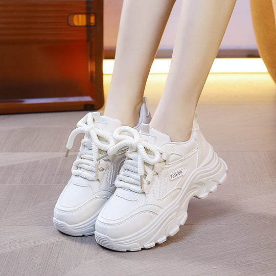 Damen modische Lauf-Sneaker mit dicker Profilsohle und atmungsaktivem Obermaterial EB