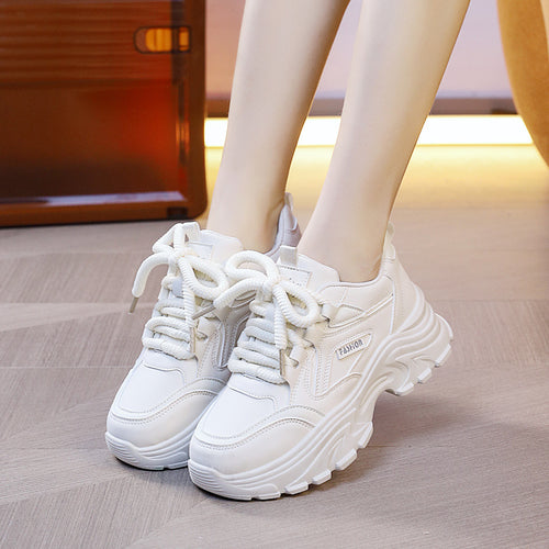 Damen modische Lauf-Sneaker mit dicker Profilsohle und atmungsaktivem Obermaterial EB
