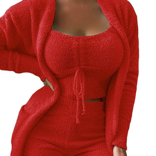 Damen warmer und bequemer Lounge-Anzug mit Oversized-Jacke und lockerem Top EB