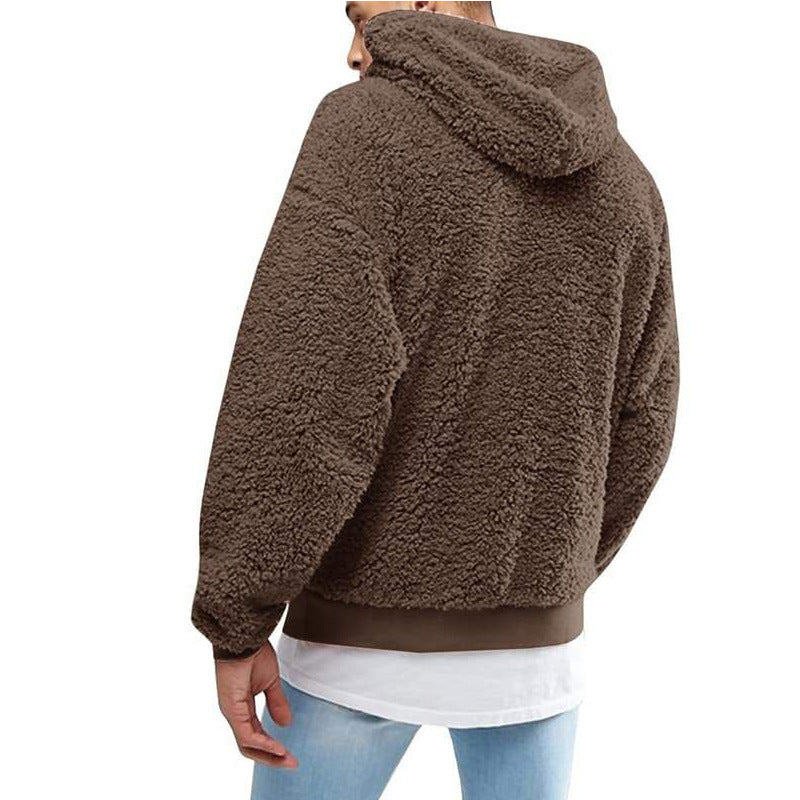 Herren kuschelige Fleece-Hoodie mit hohem Kragen EB