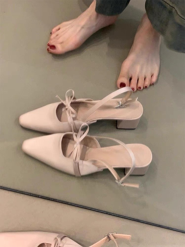 Damen elegante Slingback-Ballerinas mit dekorativem Schleifenakzent EB