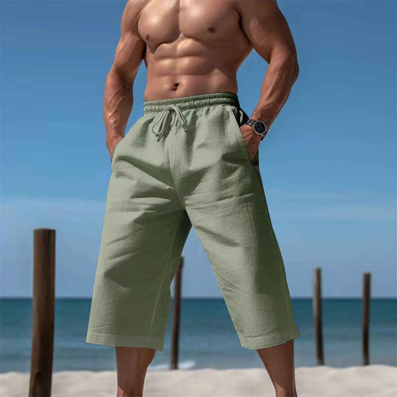 Herren nan lässige knielange Bermuda-Shorts mit elastischem Bund und Tunnelzug EB