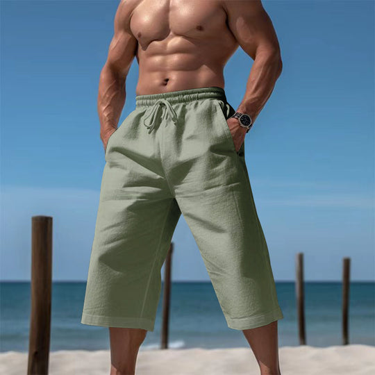 Herren nan lässige knielange Bermuda-Shorts mit elastischem Bund und Tunnelzug EB