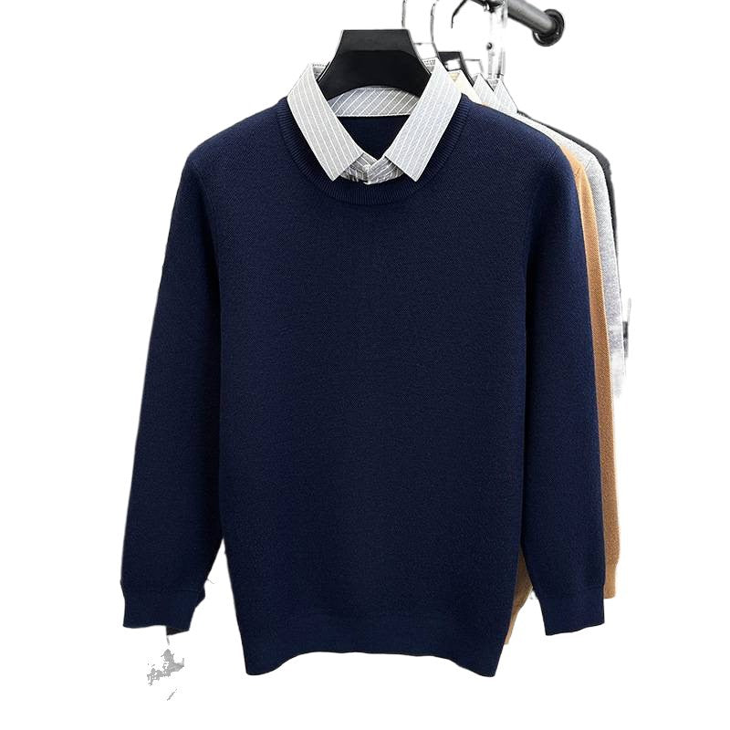 Damen Strickpullover mit integriertem Hemdkragen EB