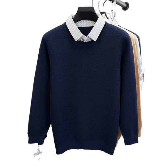 Damen Strickpullover mit integriertem Hemdkragen EB