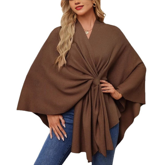 Damen Eleganter Wickelpullover mit asymmetrischem Schnitt EB