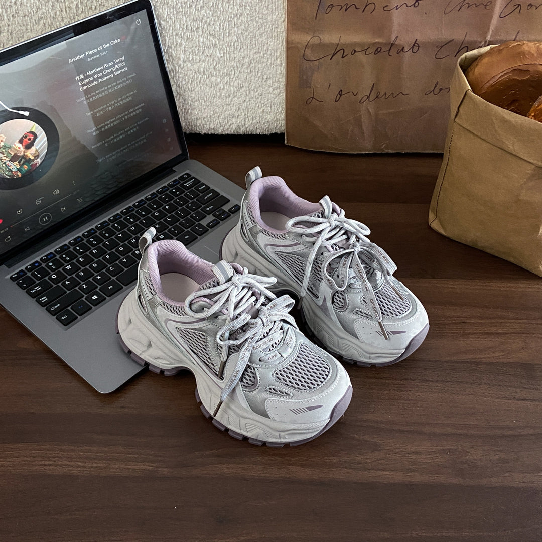 Damen Sportliche Lauf Sneakers mit atmungsaktiver Mesh-Oberfläche und robustem Sohlenprofil EB