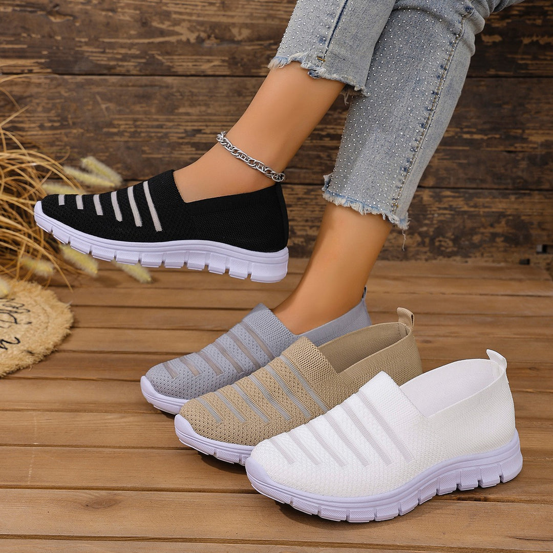Damen Atmungsaktive Slip-On Sneakers mit elastischem Riemendesign EB