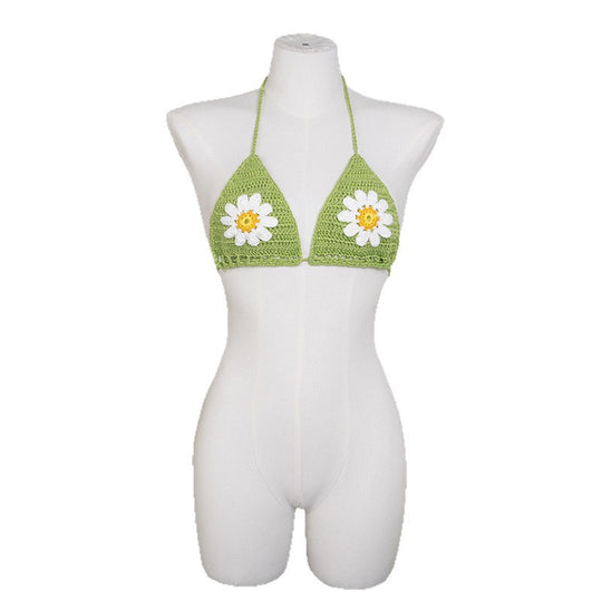 Damen Häkel-Bikini Oberteil mit floralen Motiven EB
