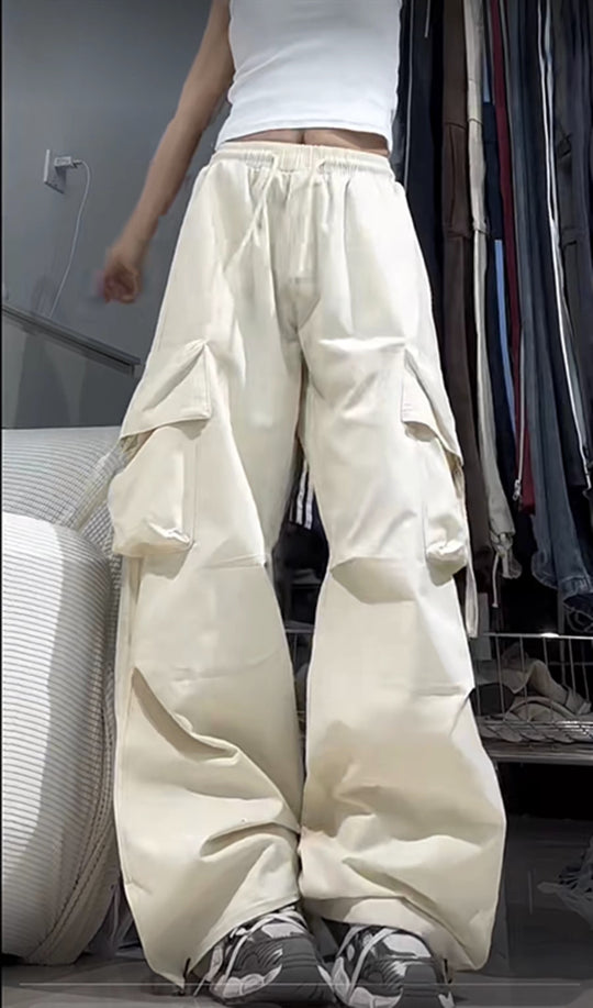 Damen nan ultraleichte Freizeit-Hose mit hohem Elastikbund, Kordelzug und verstellbarem Beinabschluss EB