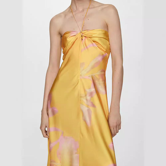 Damen Maxi-Kleid mit eleganter Drapierung und floralem Muster EB