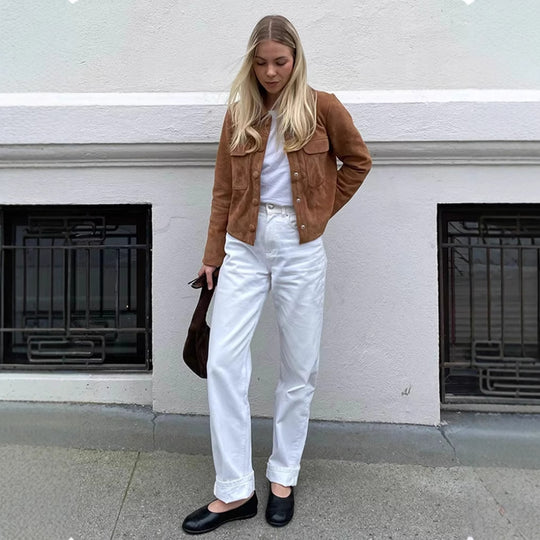 Damen Kunstlederjacke im modischen Oversized-Schnitt mit praktischen Taschen EB