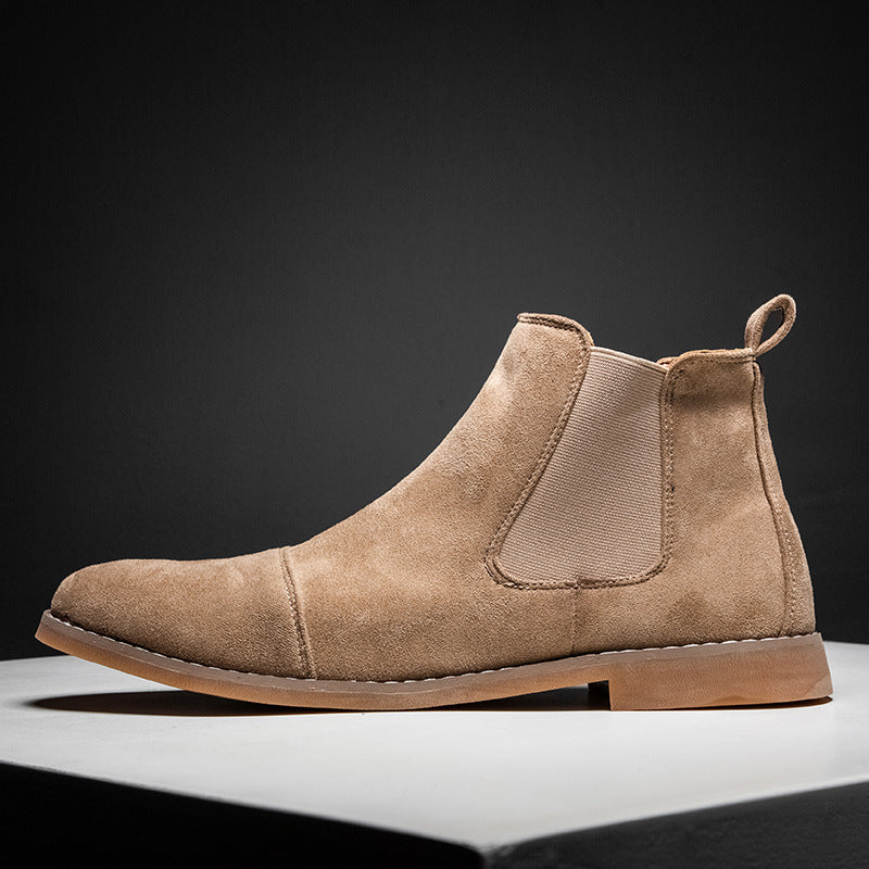 Damen Elegante Veloursleder Chelsea Boots mit elastischen Einsätzen EB
