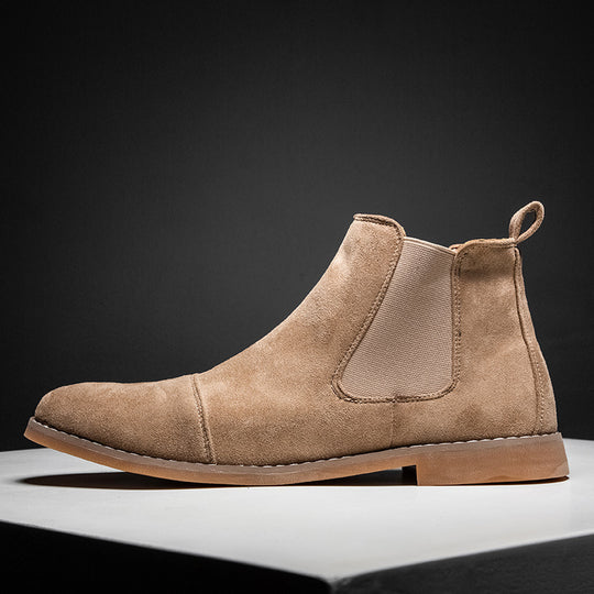 Damen Elegante Veloursleder Chelsea Boots mit elastischen Einsätzen EB