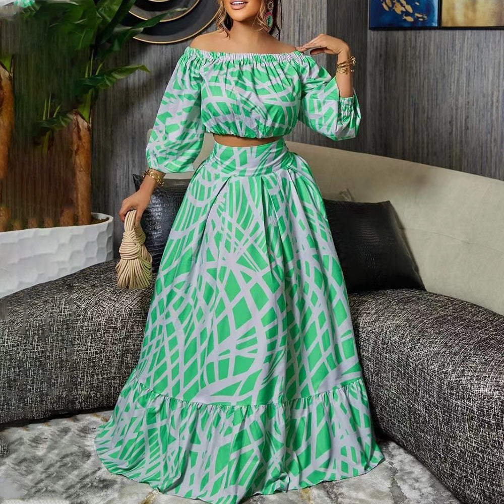 Damen Maxikleid mit überschnittenen Ärmeln und weitem Rock EB