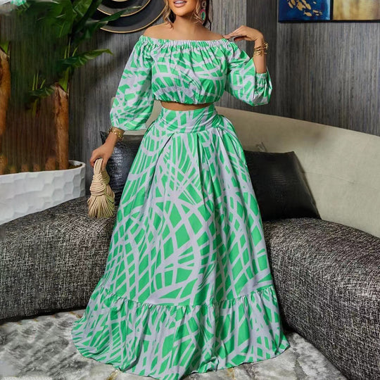 Damen Maxikleid mit überschnittenen Ärmeln und weitem Rock EB