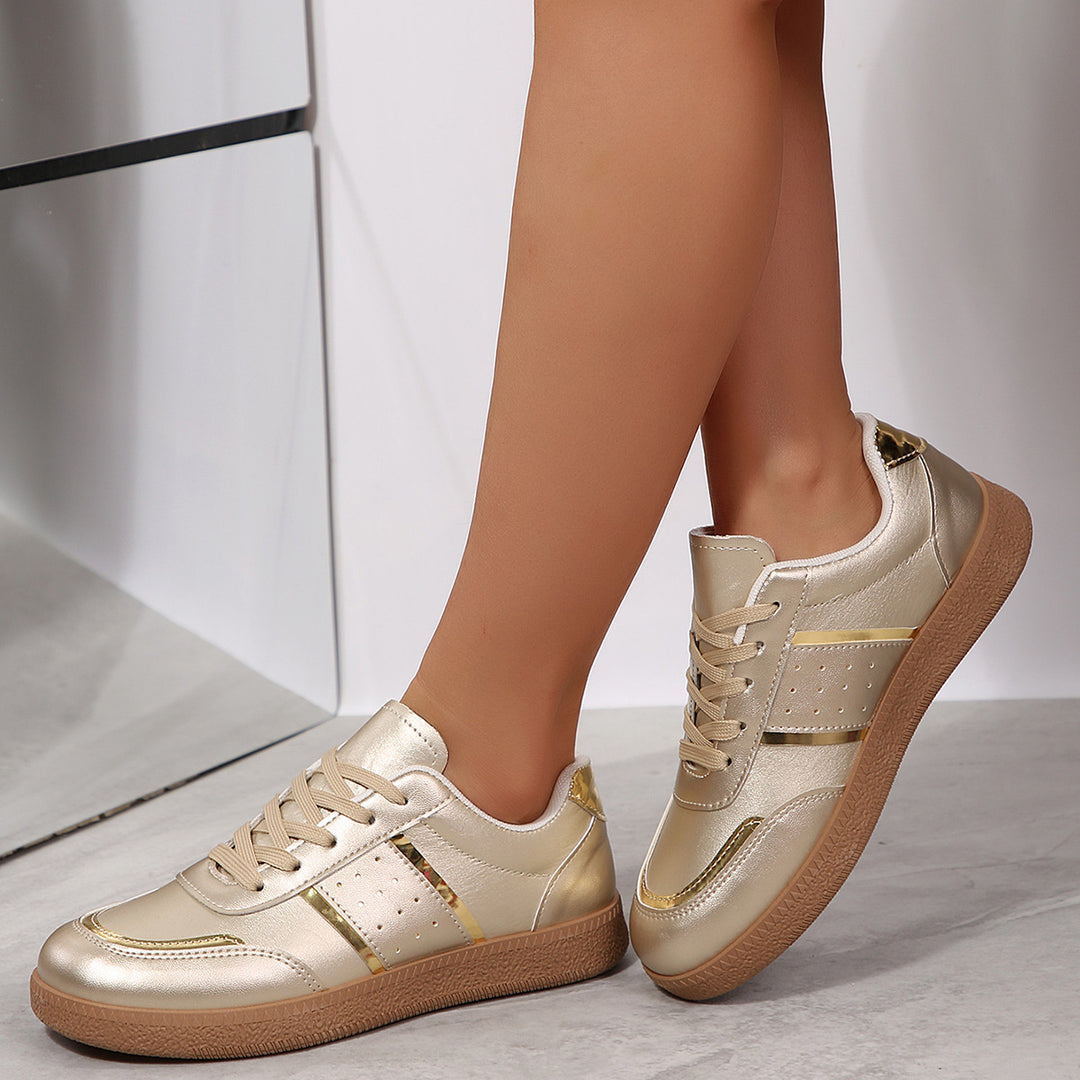 Damen Sportliche Sneakers mit schimmernden Akzenten und rutschfester Laufsohle EB