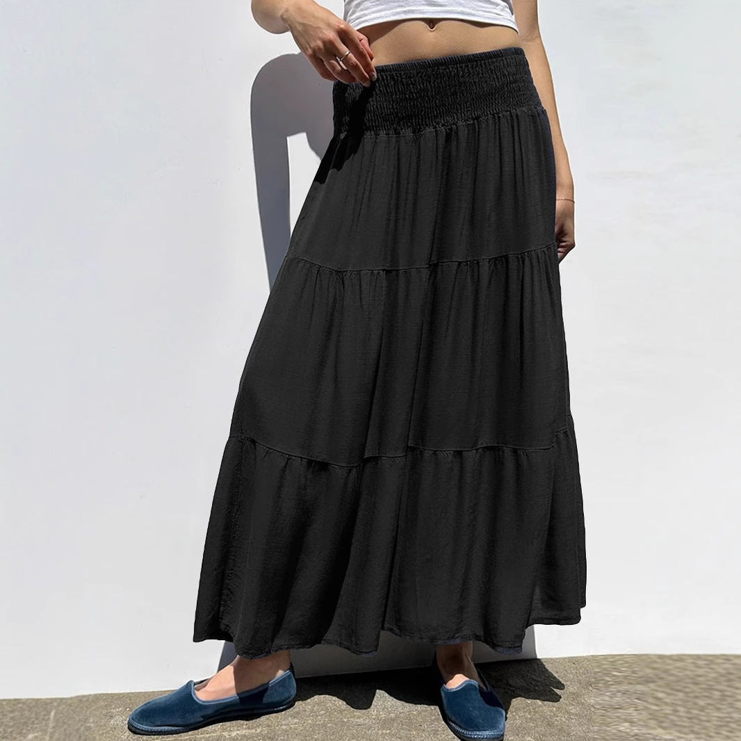 Damen Maxi-Rock mit voluminösem Schnitt und elastischem Bund EB