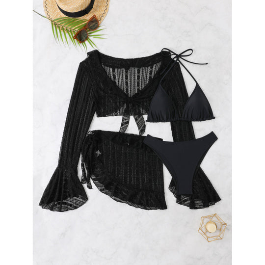 Damen Bikini-Set mit crop-top und lässigem Wickelrock EB