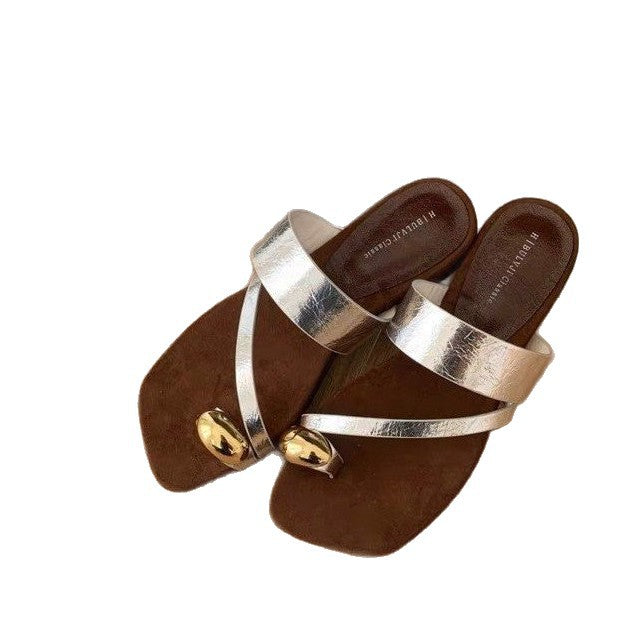 Damen Komfortable Sandalen mit dekorativem Riemen und ergonomischer Sohle EB