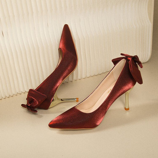 Damen elegante Spitzen-Pumps mit modischem Schleifenakzent EB