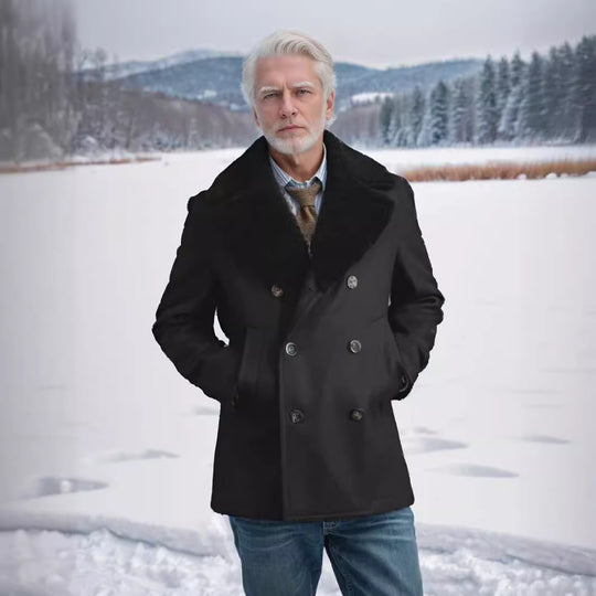 Herren modische Dufflejacke mit weichem Kragen und praktischen Taschen EB