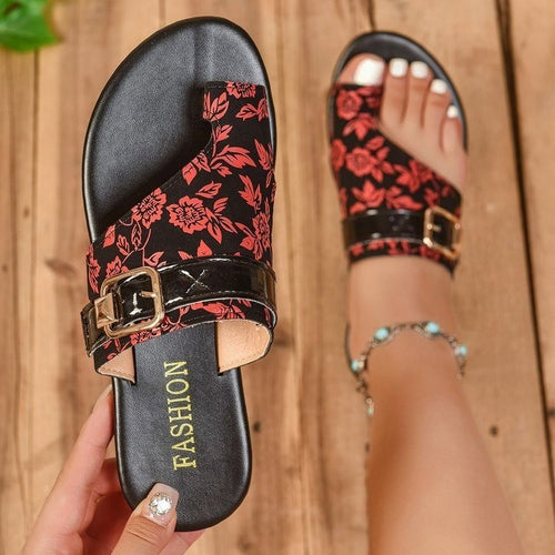 Damen Riemchen-Sandalen mit floralem Design und komfortablem Fußbett EB