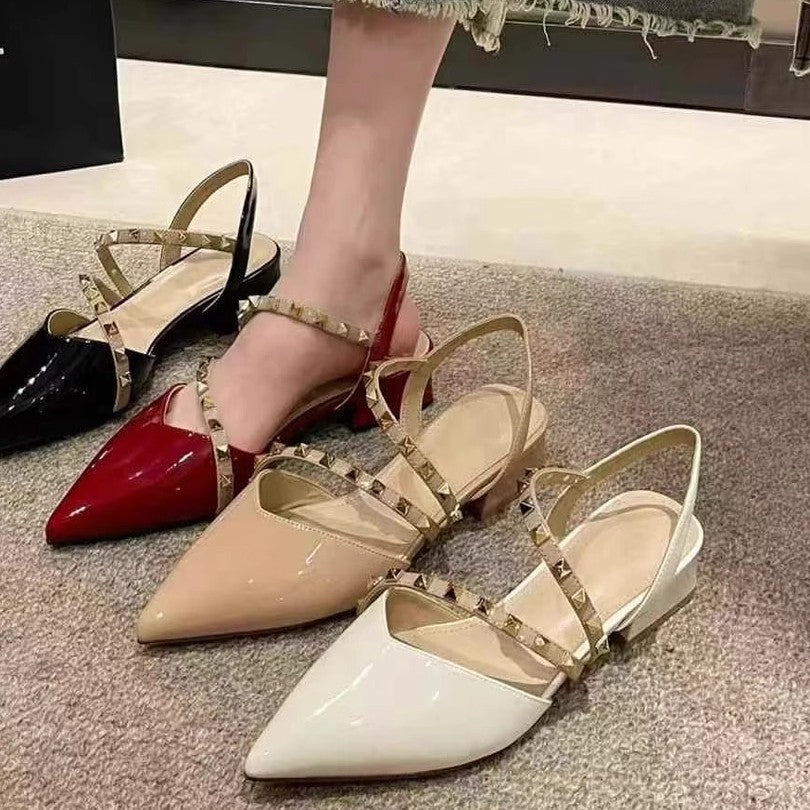 Damen elegante Slingback Ballerinas mit zarten Riemchen EB