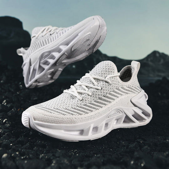 Unisex atmungsaktive Strick‑Runner mit skulpturierter Hohlkammer‑Plattform und flexibler Trail‑Laufsohle EB
