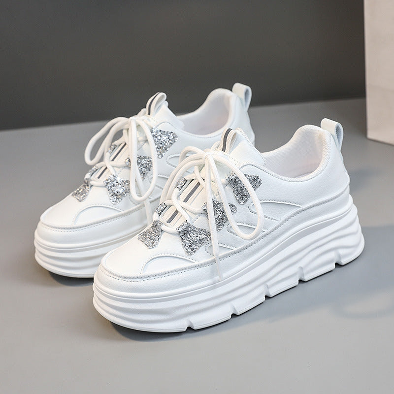 Damen Sportliche Chunky Sneakers mit Glitzer-Applikationen EB