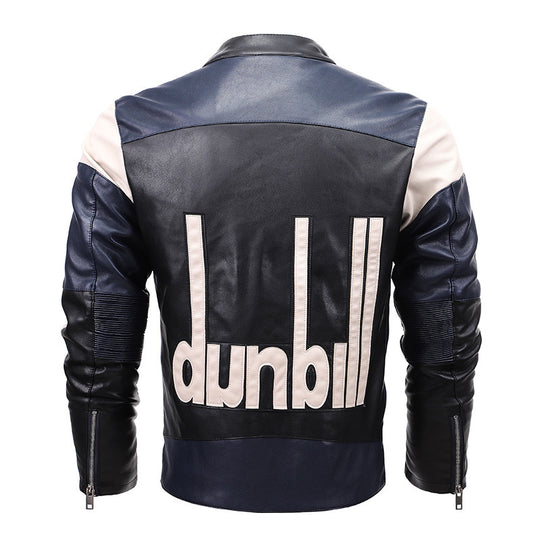 Herren Bikerjacke aus Kunstleder mit markanter Logo‑Applikation und tailliertem Schnitt EB
