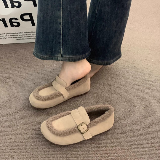 Damen Kuschelige Hausschuhe mit elegantem Schnallenverschluss EB