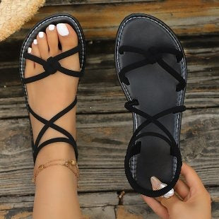 Damen Badesandalen mit modischem Riemendesign EB