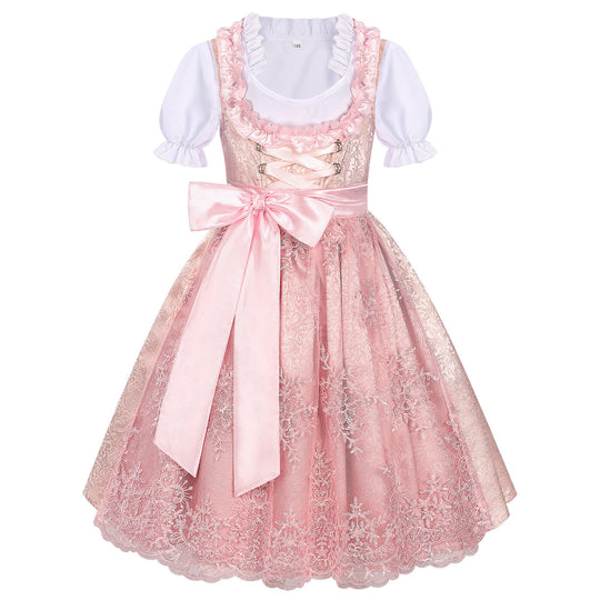 Damen nan traditionelles Kinderdirndl mit bestickter Schürze und Rüschenbluse EB