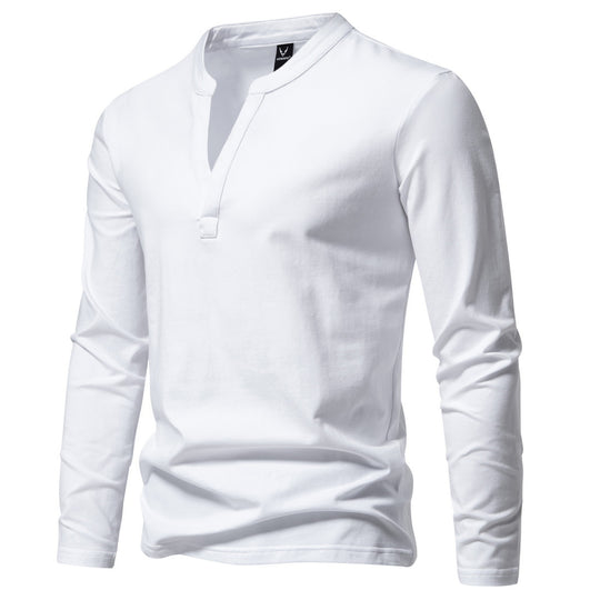 Herren nan langärmeliges Henleyshirt mit Stehkragen, tiefer V-Öffnung und schmaler Passform EB