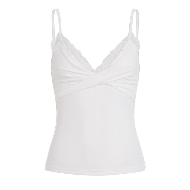 Damen Elegantes Spitzen-Cami-Top mit enganliegendem Schnitt und verstellbaren Trägern EB