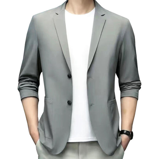 Herren legerer elastischer Sommerblazer mit dreiviertelärmeln und schlanker Passform EB