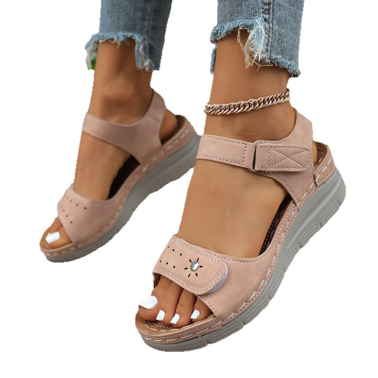 Damen Komfort-Sandalen mit verstellbarem Klettverschluss und rutschfester Sohle EB