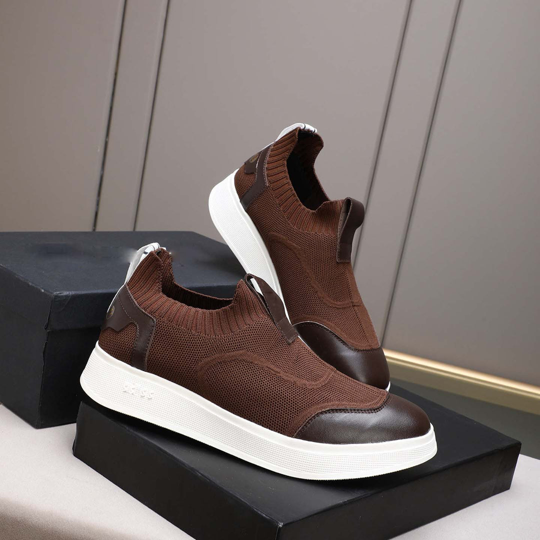 Damen Sportliche Slip-On Sneakers mit atmungsaktiver Strick-Oberfläche und rutschfester Sohle EB